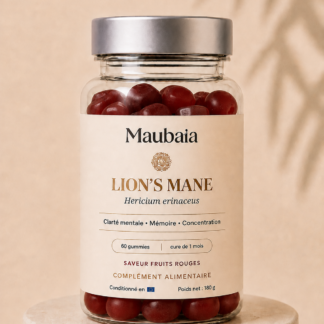 Gummies de lion's mane MAUBAIA saveur fruits rouges en pilulier transparent